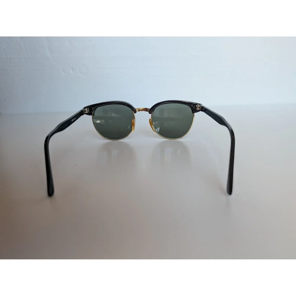 Clubmaster‎ Sunglasses Teal Black Marbled Gold Trim Taiwan ROC Retro